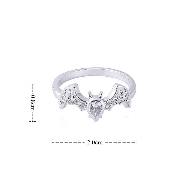 Copper Inlay Zircon Bat Animal Ring