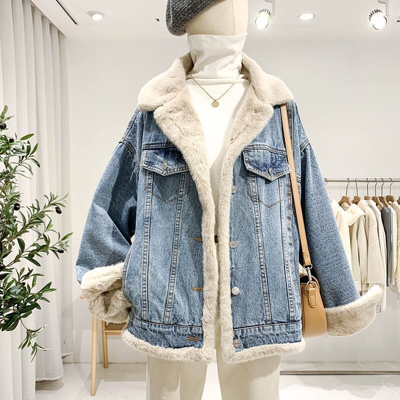 Denim Coat Women's Loose Lambswool Casual All-matching